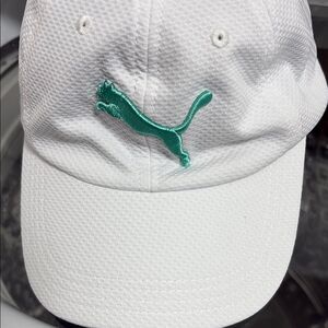 Puma White Cap with Teal Emblem